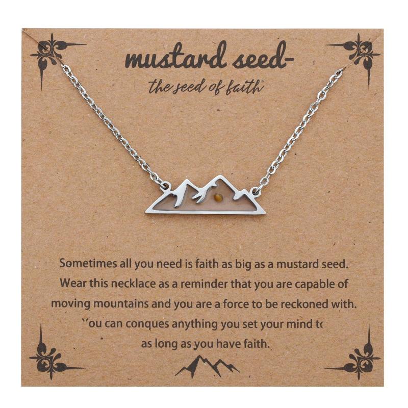 Mustard Seed Faith Pendant Necklace, Gold-Tone Stainless Steel, Silver Chain Christian Religious Jewelry Gift