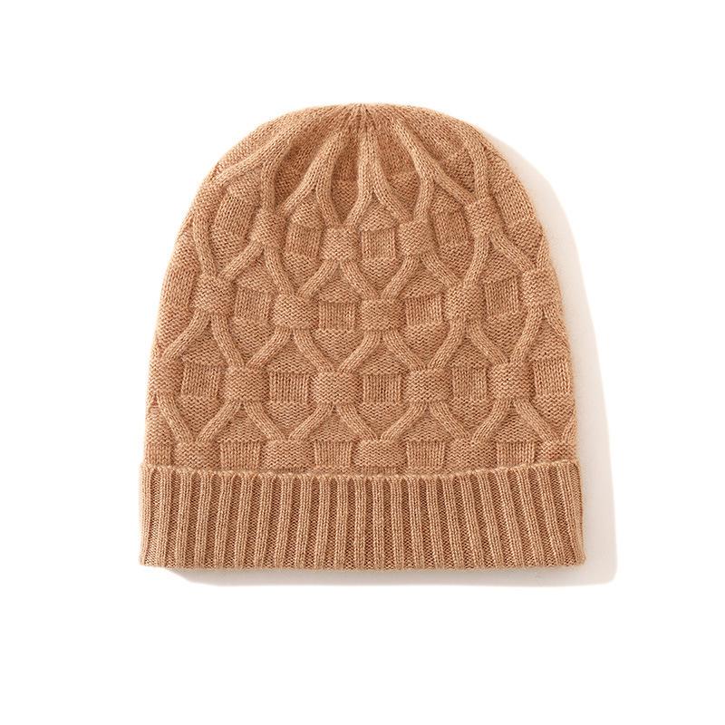 Cashmere Women's Cable Knit Fold-Up Hat with Ear Protection - 2025 Spring Collection