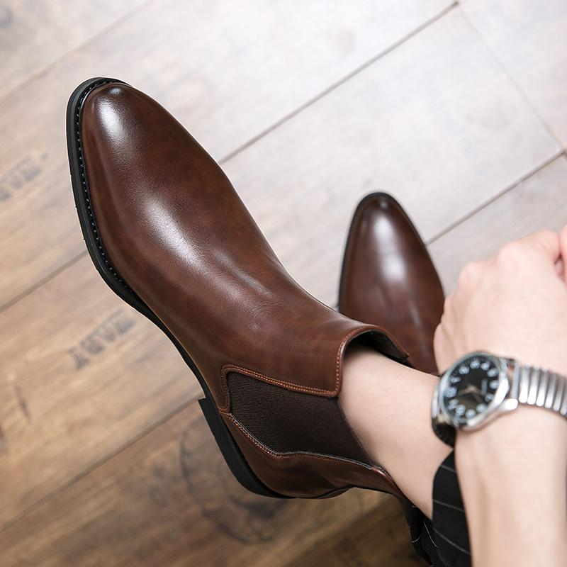 Men’s Chelsea  Boots Wingtip Dress Formal Leather Boots Pointed Toe Shoes Tuxedo Wedding Blazers Saddle Ankle Boots Plus Size