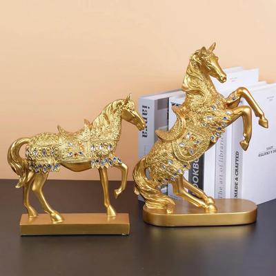 Gilded Horse Desk Ornament: Chinese Style Home Decor