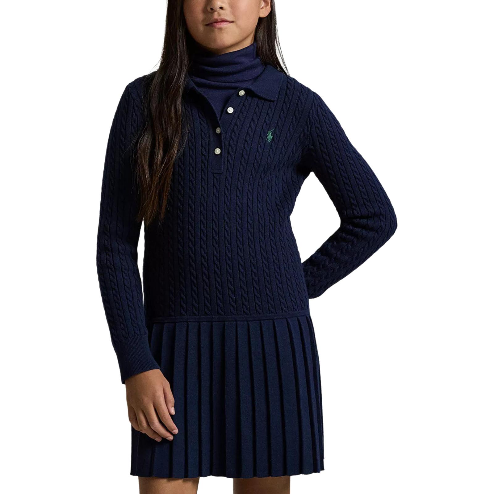 Платье Polo Ralph Lauren Осень/Зима 2025 Однотонное Хлопок Косынка Воротник-поло Детское платье 313978841-001 XL