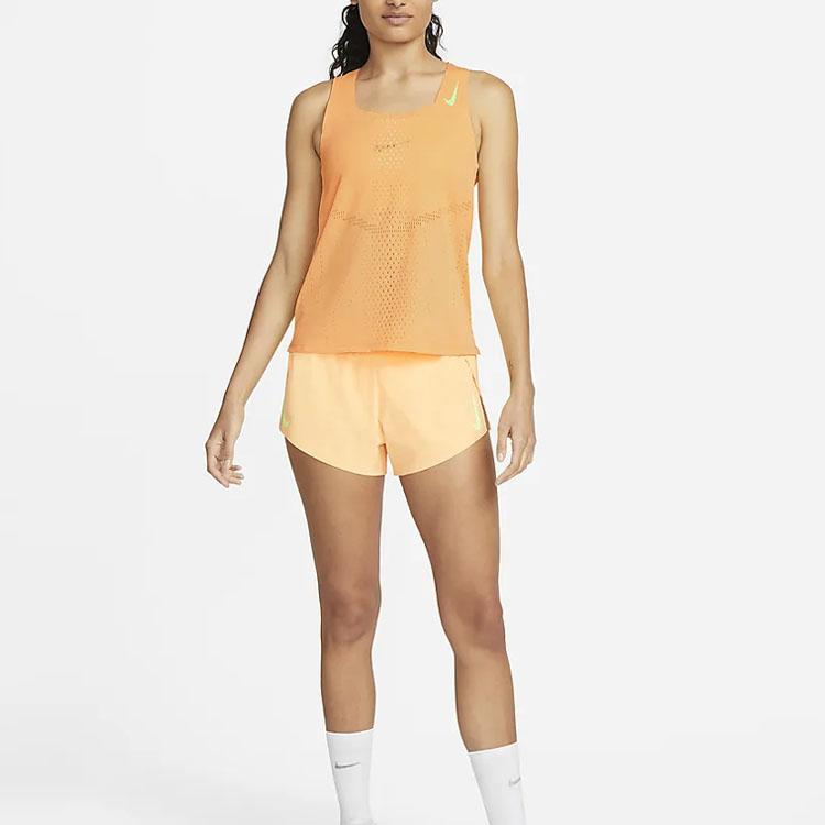 Nike Solid Logo Print Square Neck Sleeveless Top Women tops Peach Cream DM7551-811