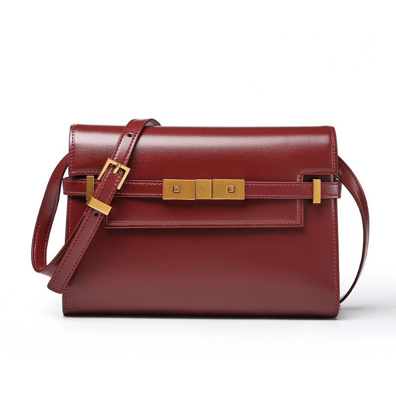 

Luxury Brand Gold Buckle Women Handbags Genuine Leather Women Shoulder Bags Retro Cowhide Square Underarm Mailman Bag Women 24x7x17CM