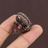Natural Strawberry Quartz Gemstone Handmade Copper Wire Wrap Ring Size 7 Y1e99