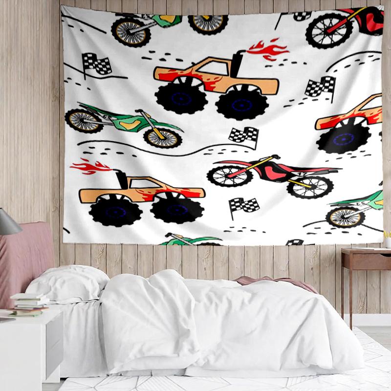 Truck Print Tapestry, Backdrop, Easy Setup, Ideal for Bedroom, Office & Living Room, with Aesthetic Wall Hanging Decor.