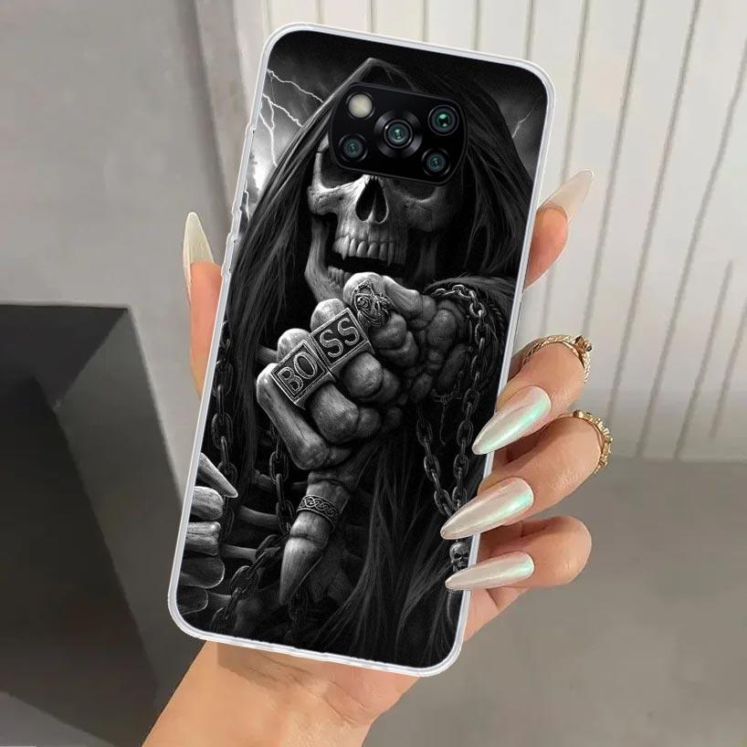 Grim Reaper Skull Skeleton Phone Case for Xiaomi Poco X5 X6 X7 Pro F7 Ultra M7 Redmi 15 15C 13 13C 12 12C 10 10A 10C 9 9A 9C 9T