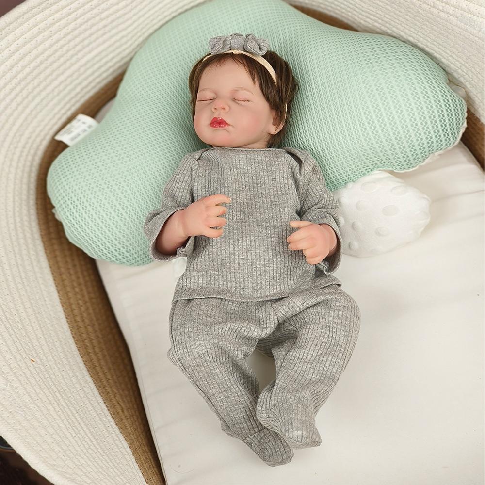 Handmade 3D Painted Skin Reborn Baby Doll LouLou 19''49cm Soft Touch Cloth Body Simulation Doll with Rooted Hair Realistic Sleeping Bebe Newborn Dolls