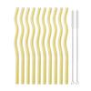 12Pcs Colorful Glass Straws Wavy Reusable Drinking Straws Eco-friendly Straws for Drinks Coffee Milk Tea Straw Barware