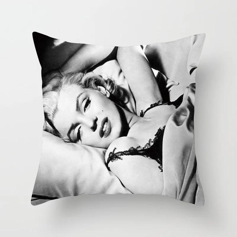 Marilyn Monroe Cushion Cover Decorative Polyester Sofa Throw Pillow Cover Retro Women Super Stars Pillowcase Home Decor 45X45CM