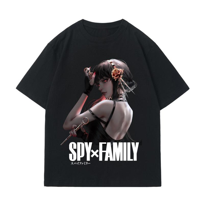 Summer New Cotton Spy Family Print Short Sleeved T-shirt for Men and Women Casual T-shirt Children's Top T-shirt