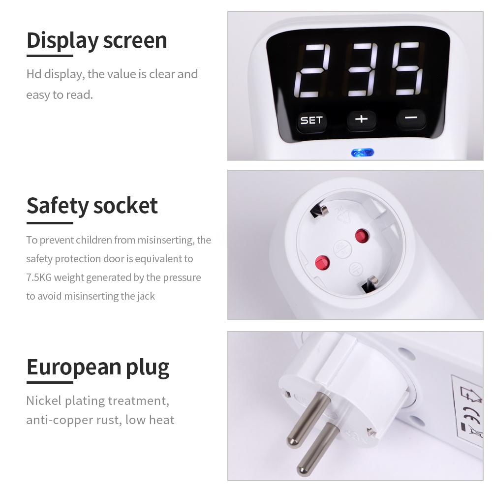16A 230V Automatic Voltage Protector Switch Adjustable Power Surge Protection EU Socket Type Volt Safe For Home Appliances