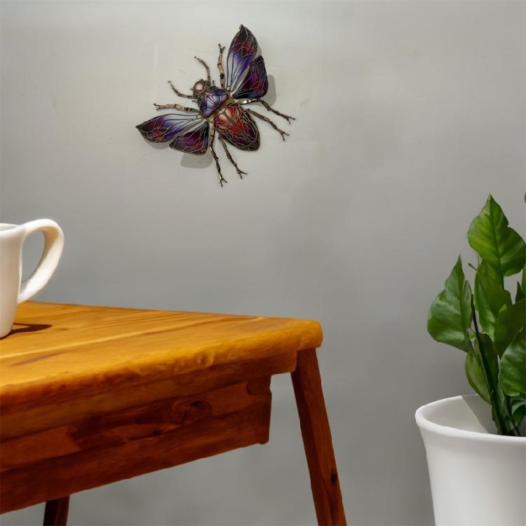Metal Beetles Wall Art Colorful Bees Sign Wall Hangings Decor for Garden Yard