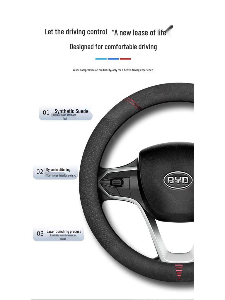 Breathable Non-slip Leather Steering Wheel Cover for 2023-2025 BYD Frigate 07 - No Sewing Required