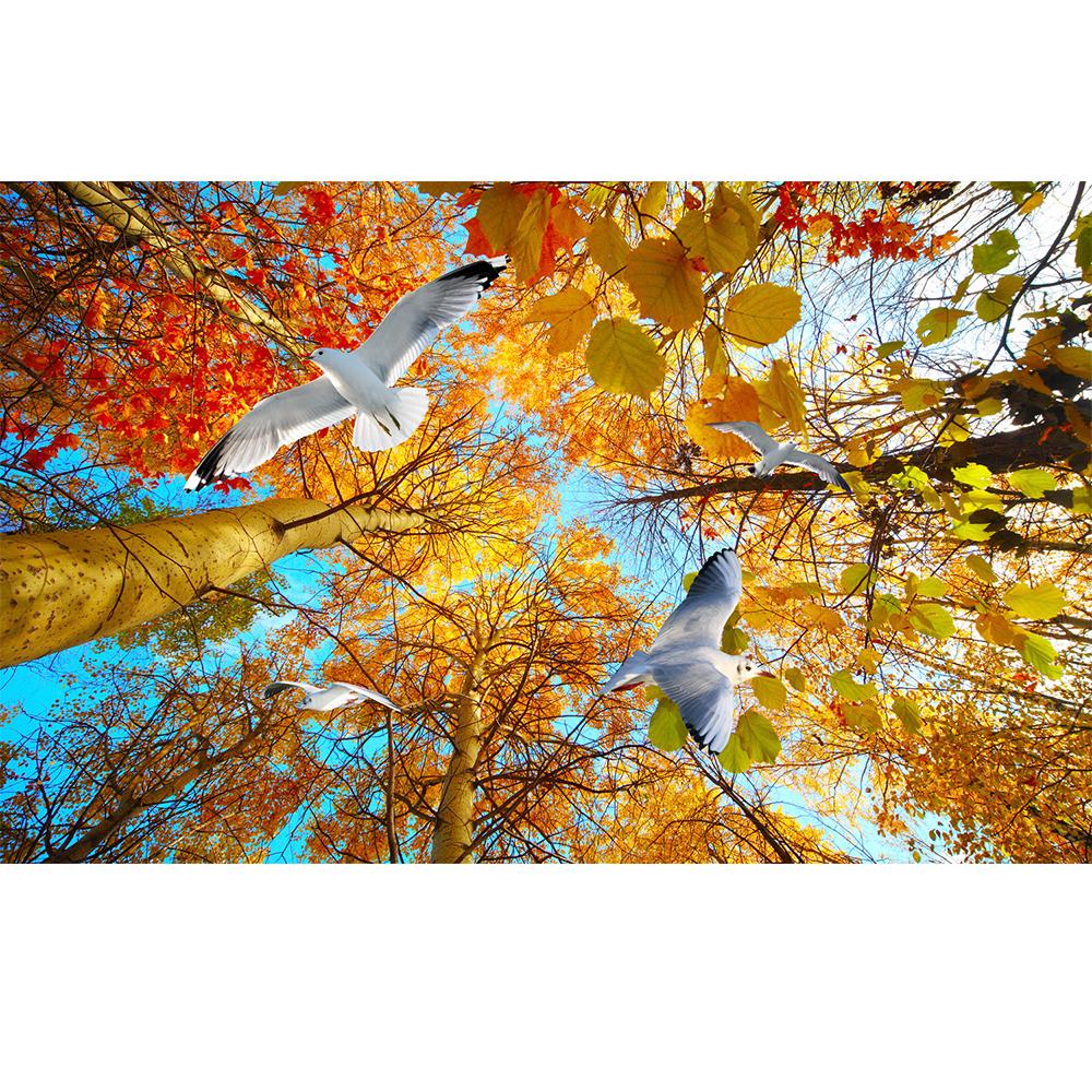 Tapet 3d pentru tavan, frunze de toamnă, porumbei albi, peisaj natural, picturi murale pentru tavan pentru sufragerie dormitor decor acasă