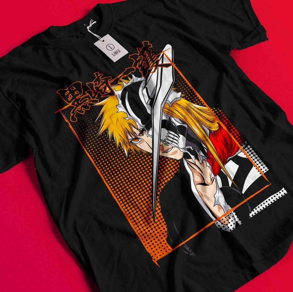 Bleach Anime Tshirt Ichigo Bankai T-Shirt Aizen Yhwach Tee Zaraki Kenpachi Shirt BB1221