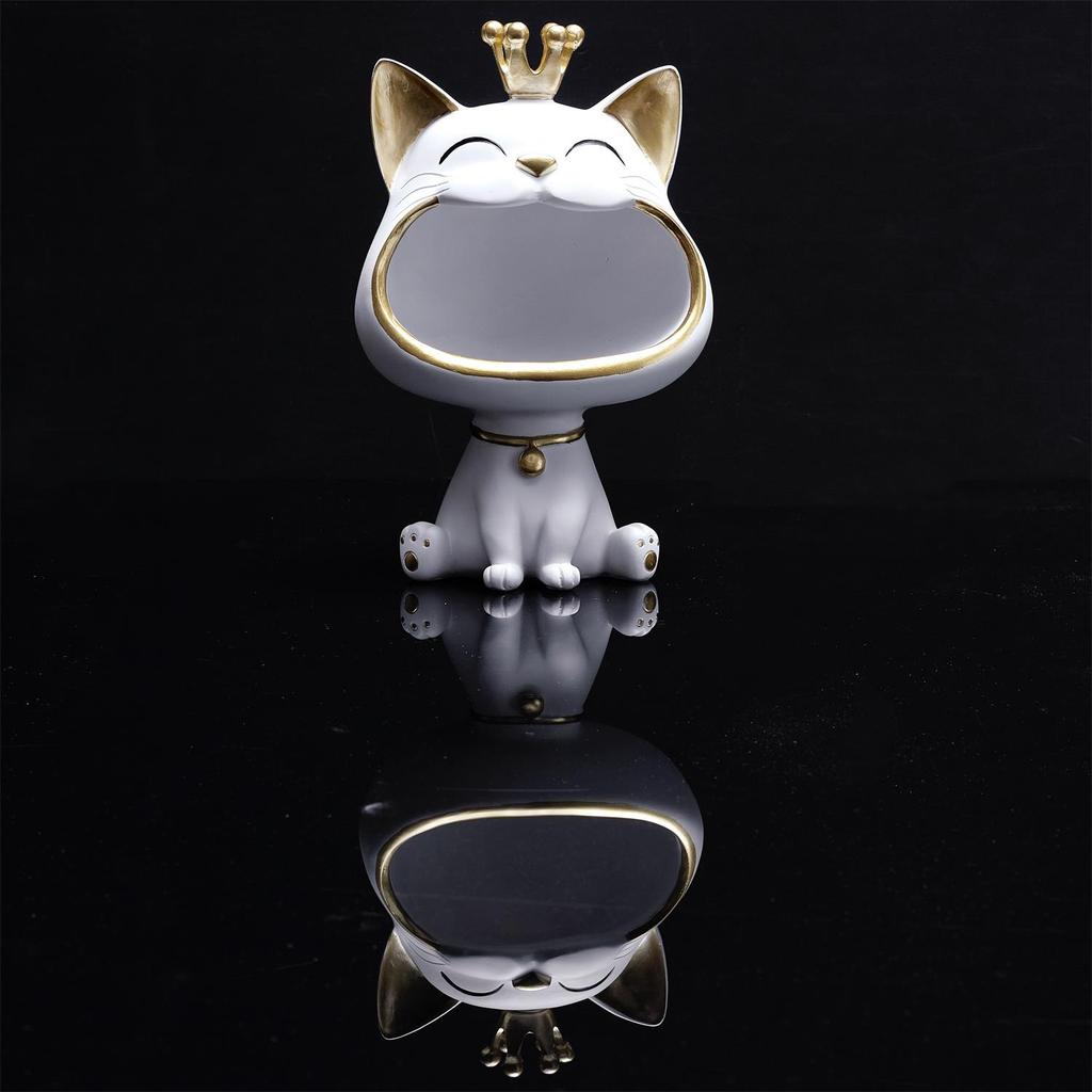 Cat Storage Figurine White | Gold