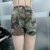 European & American Women's Camouflage Denim Shorts, Casual Comfort with Half Elastic Waistband for Summer.