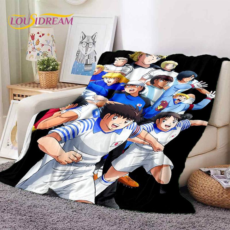 Cartoon Captain Tsubasa Fußball Weiche Flanelldecken, Überwurfdecke Bequeme Decke für Picknick Betten Sofa Zuhause Schlafzimmer Geschenke