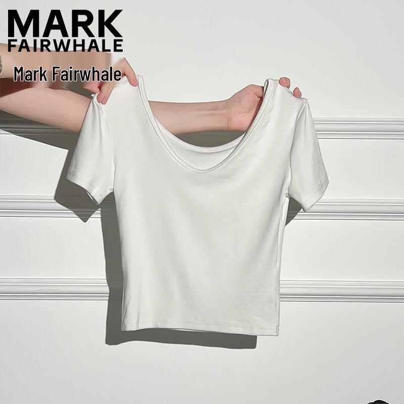 MARK FAIRWHALE Women s Reversible U-Neck Cropped Slim Fit T-Shirt 2XL белый
