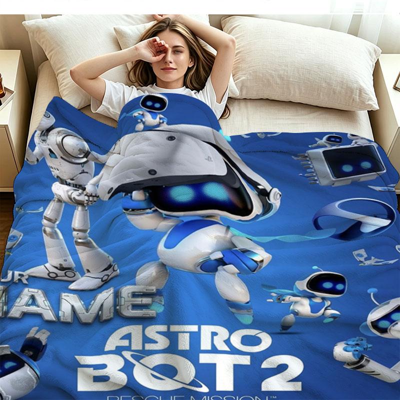 1PC ASTRO BOT Custom Name Patterned Flannel Blanket Suitable For All Seasons for Home Decor Warmth and Comfort Gifts Holiday Present