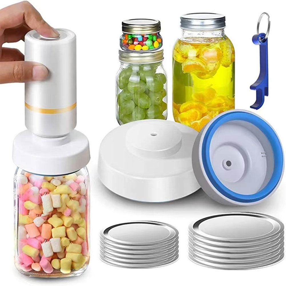Elektrisk Mason Jar Vakuumforsegler for Matoppbevaring BPA-fri Matoppbevaring Vakuumforsegler Luktfri Tilbehørspakke for Krukke med Bred Munn