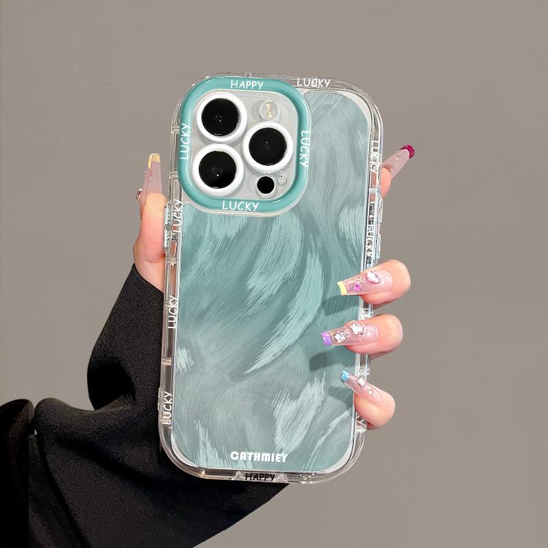 

Ins Simple Gradient Suitable for Apple 16promax Mobile Phone Case Iphone15plus Feather Cream 14 13 Apple 17