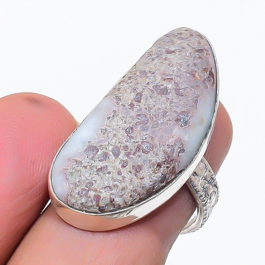 Natural Larimar Gemstone Handmade 925 Sterling Silver Jewelry Ring Size 7 R0q83