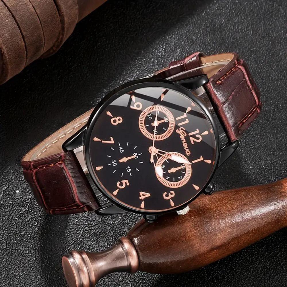 Trendy Casual Men s Quartz Leather Strap Watch