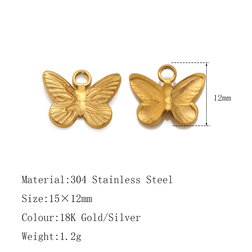 3Pcs Flower&Insect Charms Stainless Steel Exquisite Butterfly/Bee/Rose/Scarab Pendant Necklace Earring Dangle DIY Jewelry Making