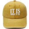 IT IS WHAT IT IS Alphabet Embroidered Baseball Cap Washed Retro Men's and Women's Casual Shade Daddy Hat