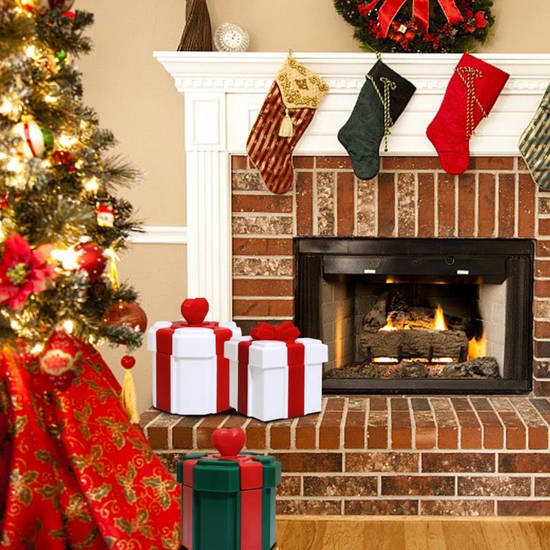 Plastic Holiday Gift Box With Heart Bowknot Decoration For Christmas Party Supplies Home Or Office Festival Decorations