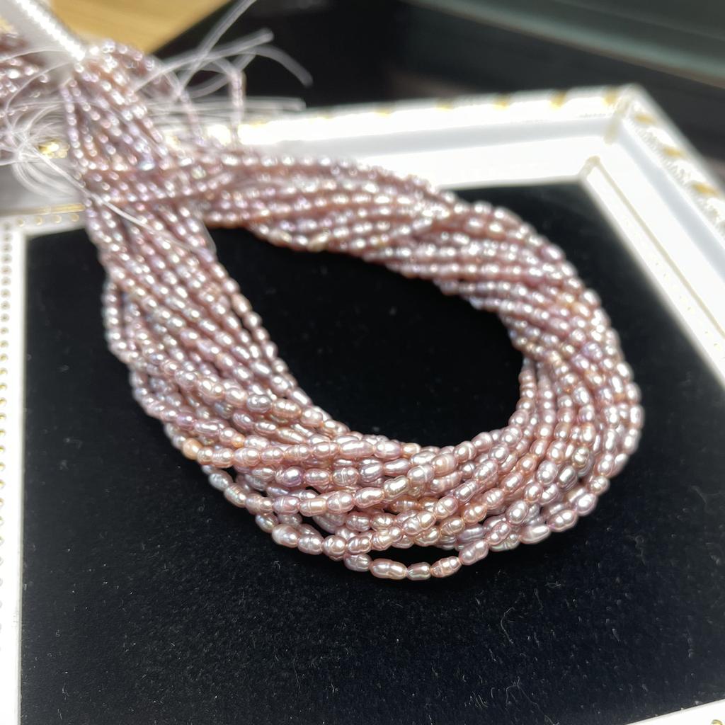 1String, Purple Natural Freshwater Pearls, Handmade Rice Pearl Beads for Jewelry Making DIY Necklaces, Bracelets Crafts (Beads 2.8-3.2mm, Length 36cm)