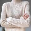 Pullover Women's Half Turtleneck Sweater with Thick Casual Knitted Sweater Solid-colored Loose Warm Top for Autumn and Winter