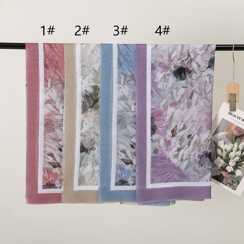 Malaysia Printed Cotton Voile Square Scarf Hijab Tudung Bawal Muslim Women Hijabs 110*110cm