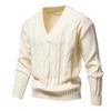Men's Long-sleeved Thickened Jacquard Sweater Autumn and Winter Men's V-neck Solid Color Sweater