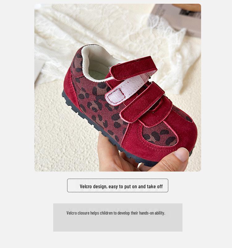 2025 Autumn Leopard Print Retro Velcro Sneakers for Girls - Trendy Cortez Design