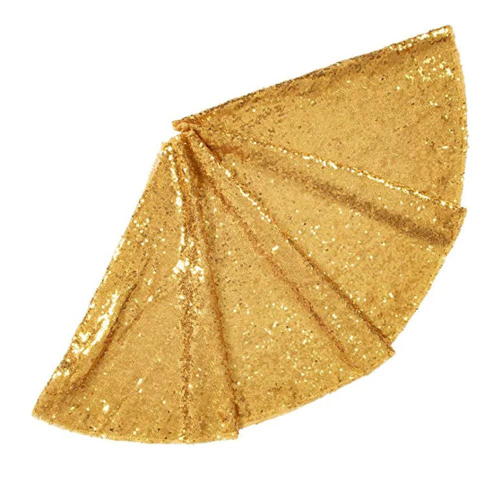 1pc Christmas Golden &Red Tree Skirt Decoration Sequined Christmas Tree Skirt Christmas Tree Decoration Bottom Apron Tree Skirt
