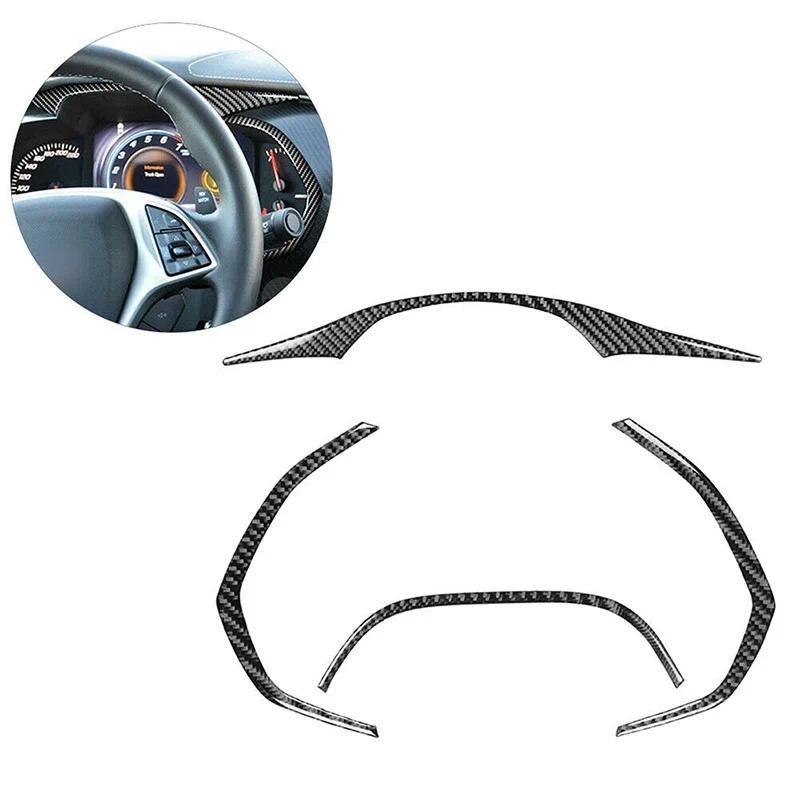 For Chevrolet Corvette C7 2014-2019 Car Carbon Black Dashboard Frame Cover Trim Stickers Auto Interior Parts