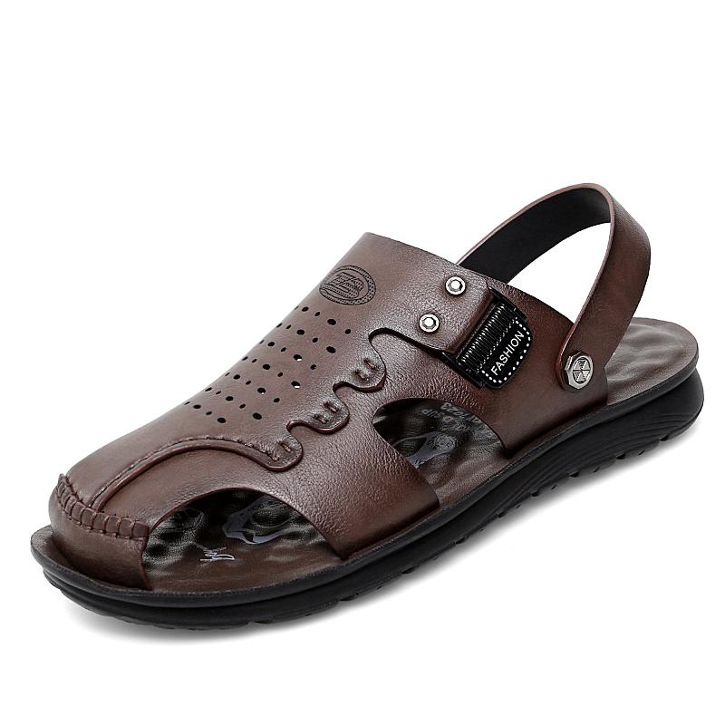 

Горячие продажи летних мужских сандалий с открытыми дышащими пляжными ботинками, высококачественная обувь для кемпинга для мужчин, модный коричневый цвет 38