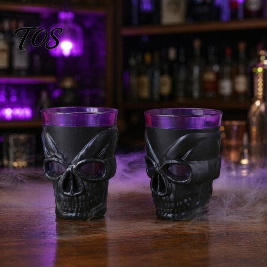 Creative Skull Party Supplies Halloween Glowing Goblet, LED Light Up Candle Holder for Spooky Bar Atmosphere Decoration Party, Decor Table,