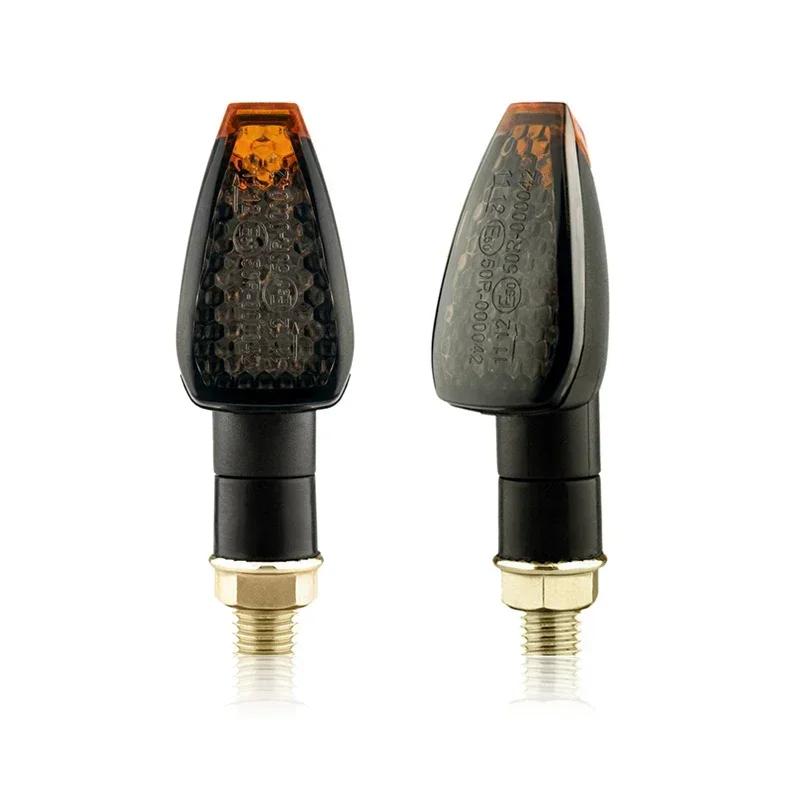 Motorcycle Turn Signals Approved E50 Mark Turn Signal Light 14LED Turn Signal Indicator Amber Light Blinker 12V/24V M10 E-mark 2 x Smoke Shell