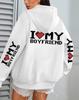 I Love My Boyfriend Printed, Women'S Hoodie Fall Loose Casual Pocket Fleece Pullover