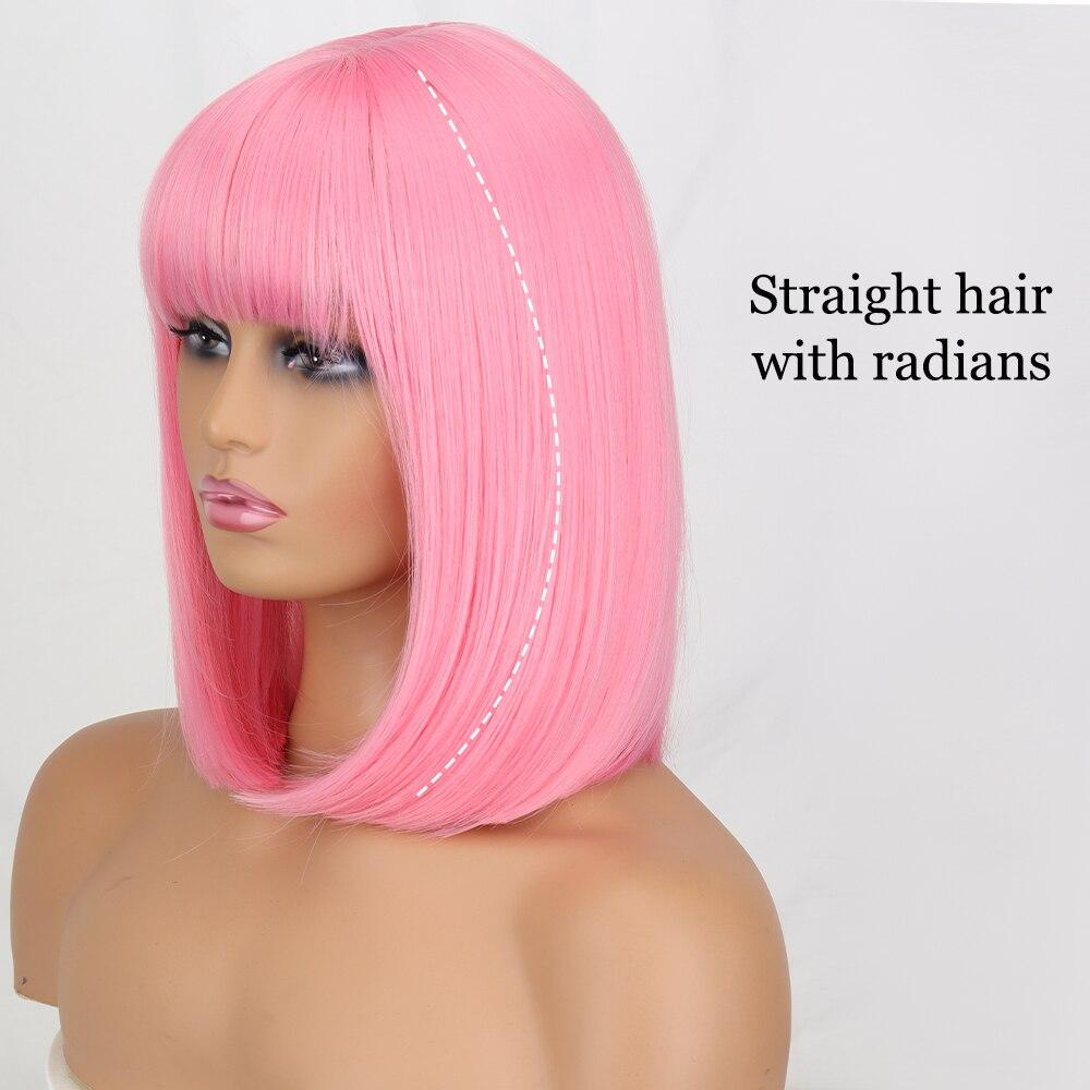 XINRAN Dámská móda Délka po ramena Čistě bílá paruka s Radians Syntetické vlákno Krátká rovná Bobová paruka s ofinou Cosplay