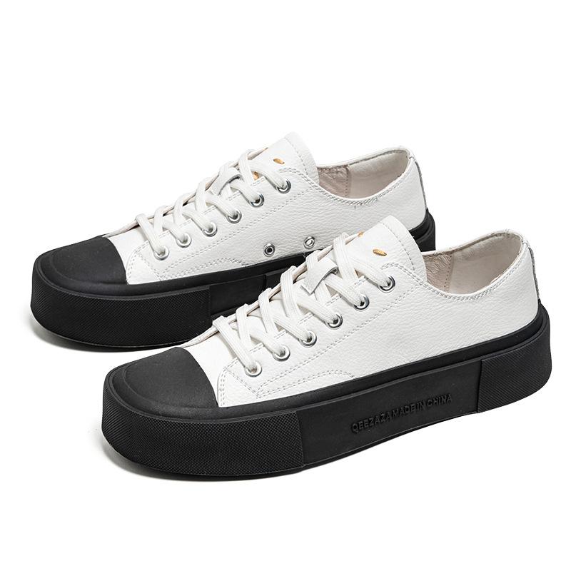 

Повседневная мужская обувь лето новая универсальная мужская белая обувь литературный стиль британская кожа 44-Leather shoe size чёрный