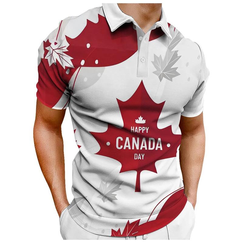 Fashion Maple Leaves Canada Flag Men's Polo T-Shirts Summer Casual Sport Short Sleeve 3D Printed Streetwear Men Clothing Tops