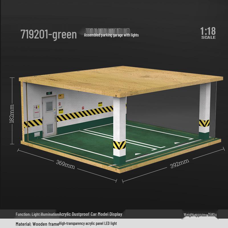 1:18 Scale 3D Parking Garage Display & Toy Car Storage Box