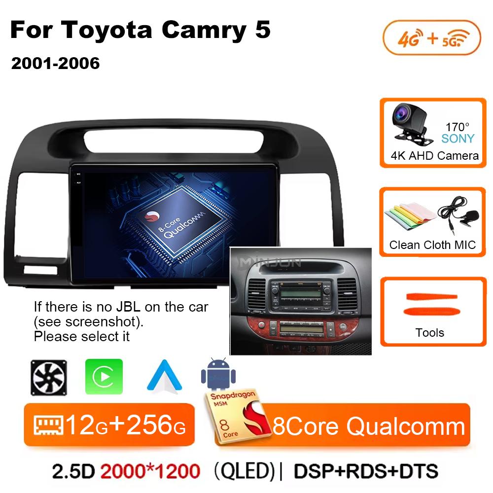 Qualcomm Car Radio Android 14 Wireless Car Play For Toyota Camry 5 2002 2003 2004-2006 Autoradio Multimedia Automotive Car Radio