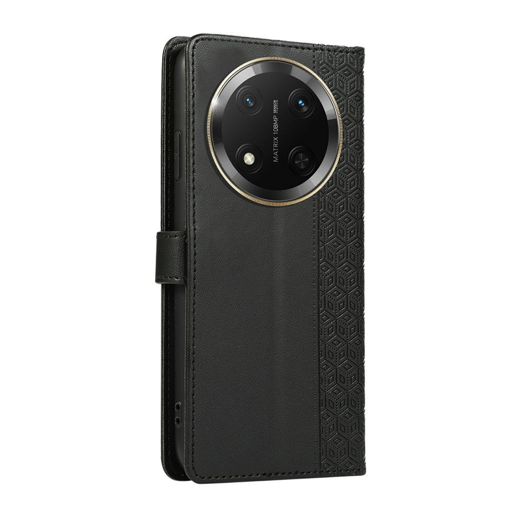 Handyhülle für Honor X60 Pro 5G/X9c 5G/Magic7 Lite 5G Spleißung Geprägtes Rautenmuster Lederabdeckung mit Handschlaufe