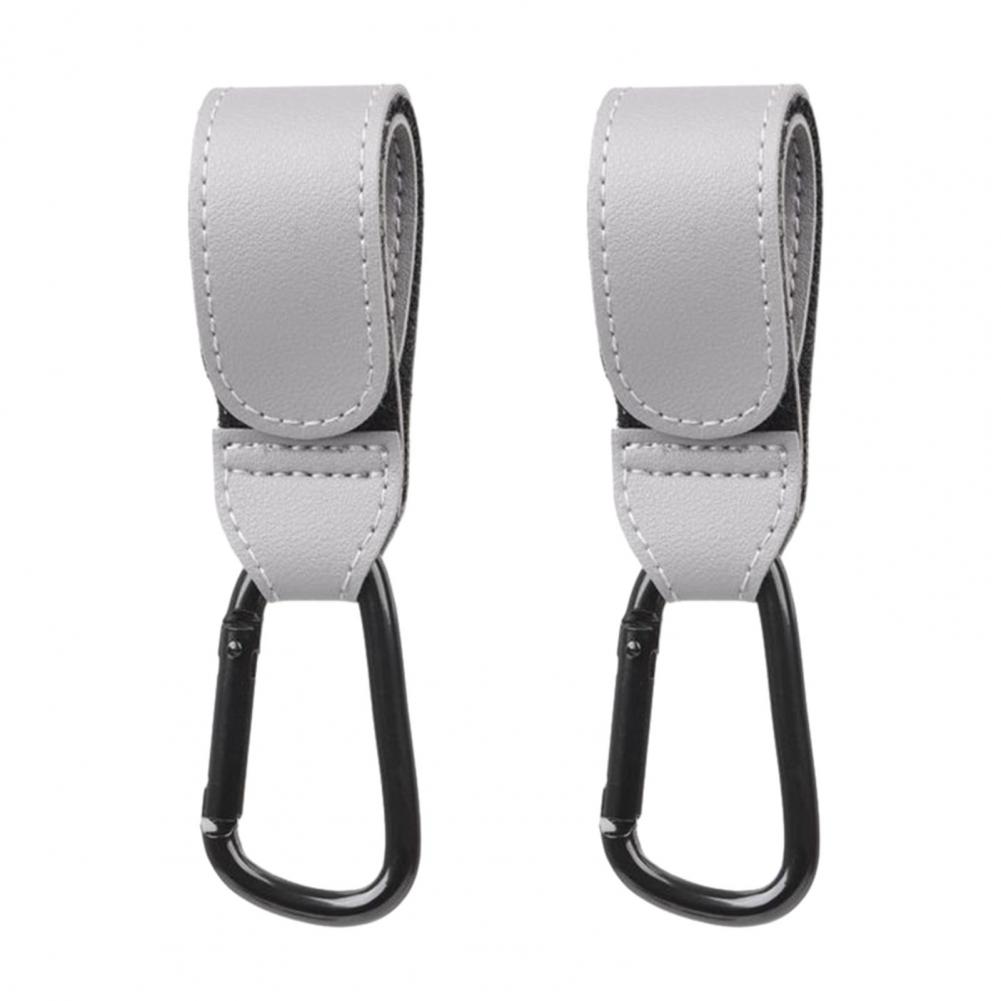 Fastener Tape Hook Durable Stroller Hook Baby Stroller Hook Set with Faux Leather Fastener Tape Diaper Bag Hanger for Prams