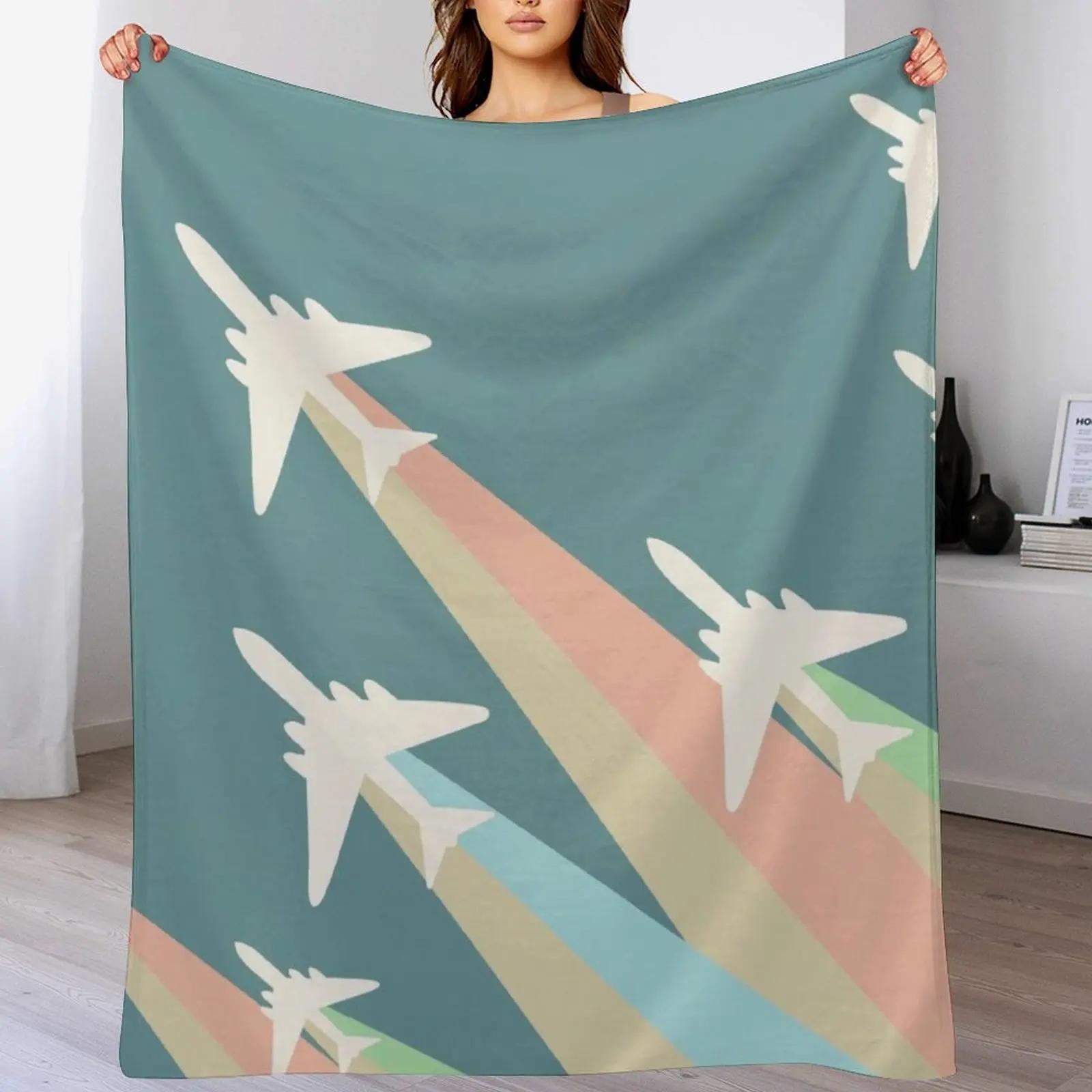 Airplanes Illustration Throw Blanket Luxurious Soft Fuzzy Blanket for Sofa Bed 102x76cm(40x30in)